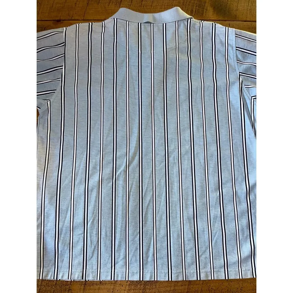 Mens Haband Casual Joe Light Blue White Black Striped Vintage 90s Polo Shirt XL - Picture 6 of 6